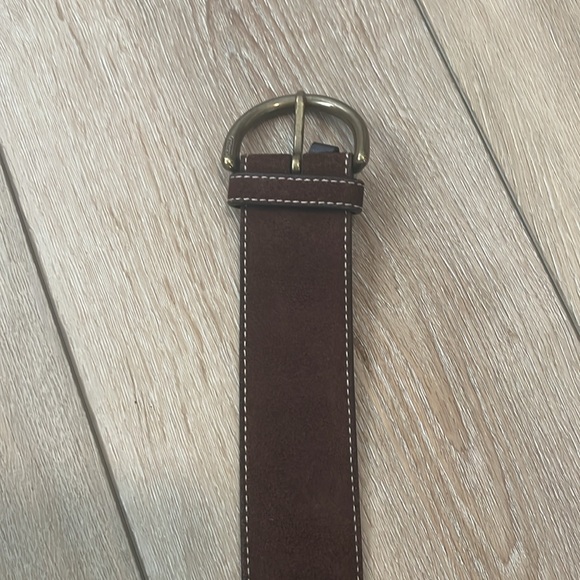 Sz L Coach Suede Leather Belt with Solid Bronze hardware - Picture 2 of 5